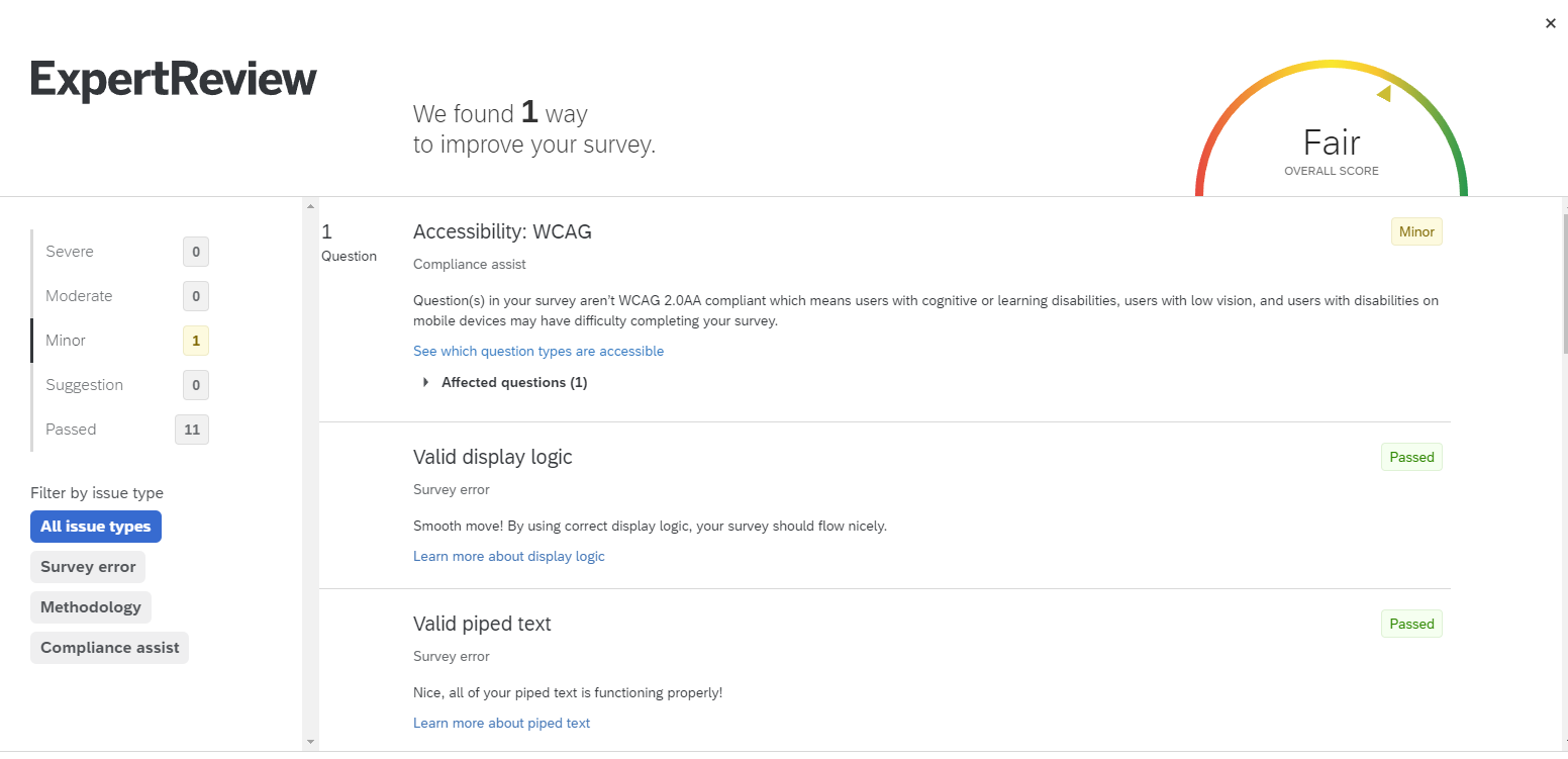 Expert review popup screen