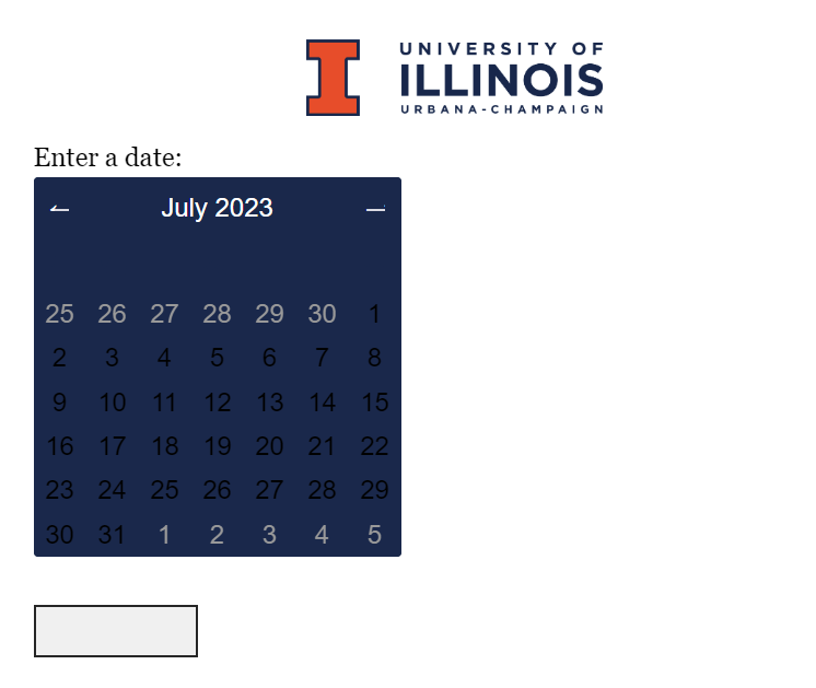 Survey question with a calendar above the response area. Text says enter a date