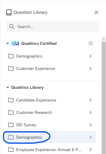 Demographics section of the import menu