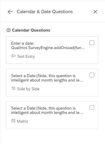 Three premade date question options