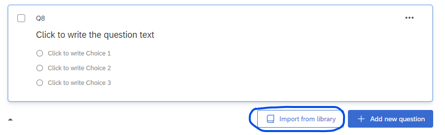 Screenshot highlighting the import from library button