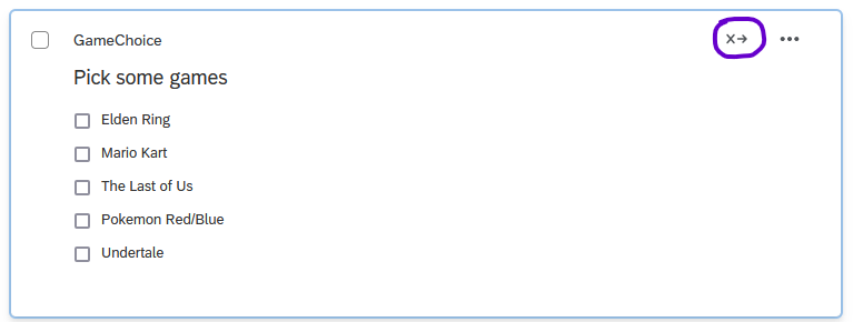 Screenshot highlighting the X icon that appears on a question