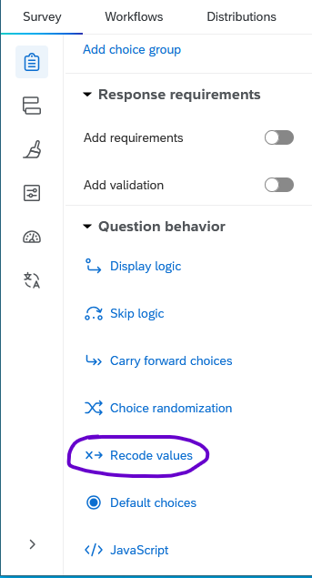 Recode values button