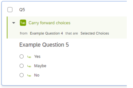 A question where carry forward choices is implemented