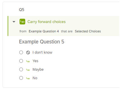 A question where Carry forward choices is implemented with manual additions