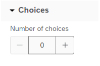 The Number of choices editor in the Question editing pane