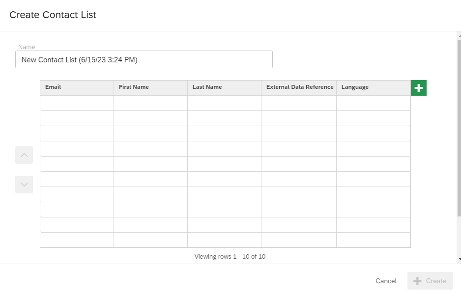 Blank contact list
