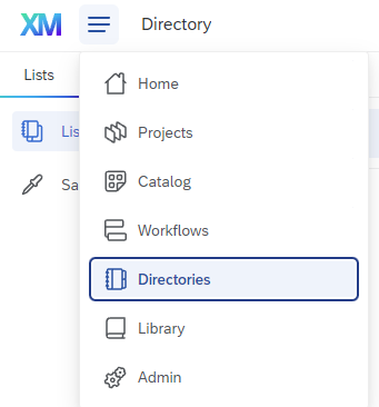Directories in the main menu