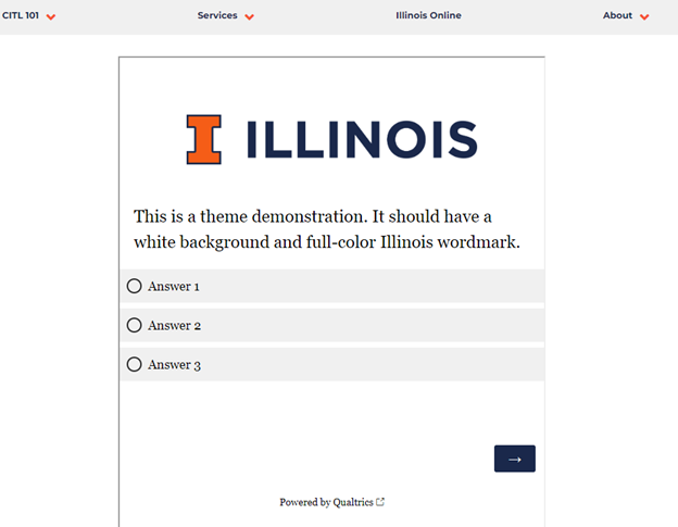 A survey embedded in a website