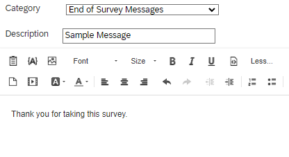 Sample end of survey message that says 'Thank you for taking this survey'.