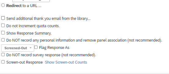 Additional end of survey options