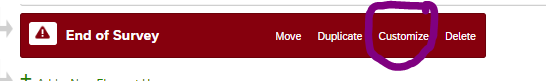 The End of Survey element