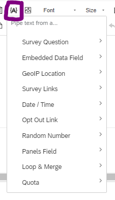 Piped text menu