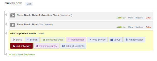 The new element selector includes the elements listed above.