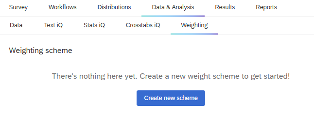 Create a weighting scheme in the Weighting tab